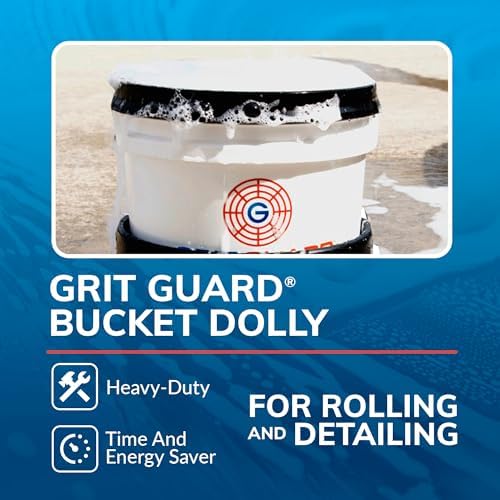 Grit Guard Bucket Dolly with Wheels - Rolling Detailing Wash Bucket with 5 Wheels and 2 Locking Casters Compatible with 2.5, 4, 5 and 6 Gallon Buckets (Green, 3" Red Casters) - Made in the USA - Image 2