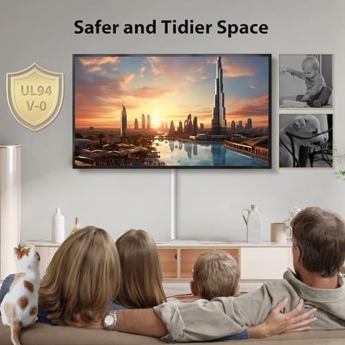 ZhiYo 34in Cord Hider for 2-3 Wall-Mounted TV Wires, 1.2"W x 0.55"H, White - Image 3