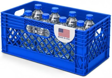 EconoHome Milk Crate - Stackable Storage Crate with Built-In Handles - Heavy Duty Plastic Material - Ventilated Organizer Bin for Garage, Pantry, Classroom, Office & Moving - Blue, 19x13x11, 1-Pack by EconoHome