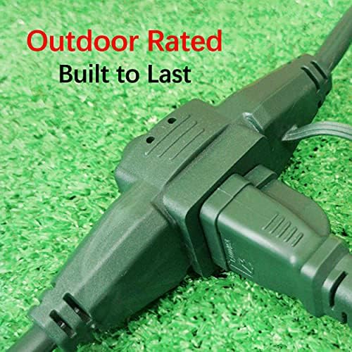 Clear Power Outdoor Extension Cord 25 FT 16 Gauge 3Prong Cords for Christmas Light, Holiday Decoration, Yard (3 Outlets, Green, 25 ft) - Image 7