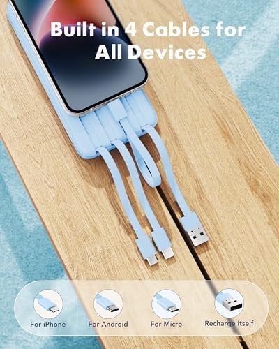 charmast Power Bank Portable Charger with Reinforced Built-in 4 Cables - Image 2
