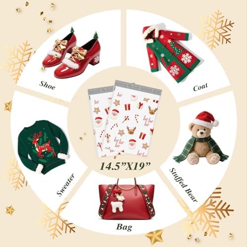 Fuxury Christmas Poly Mailers 14.5x19" 50Pc,Large Shipping Bags for Clothes - Image 5