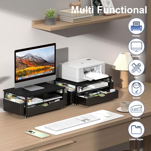 Spacrea Desk Organizers and Accessories, Printer Stand with Storage, Black - Image 5
