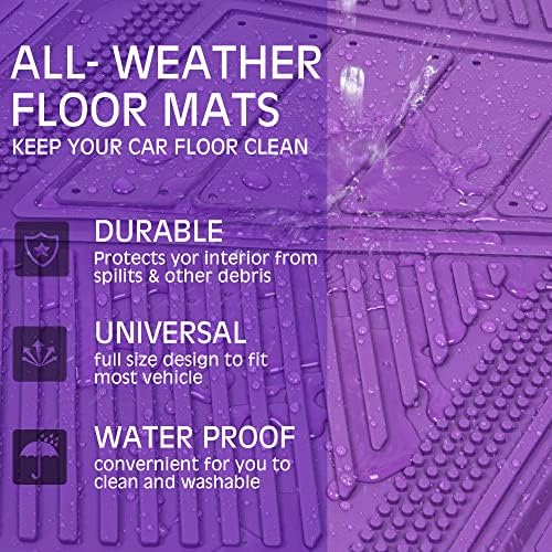 CAR PASS Heavy Duty Rubber Floor Mats 4-Piece Car Mat Set - Universal Waterproof Floor Mats for Car SUV Truck, Durable All-Weather Mats(Purple) - Image 4