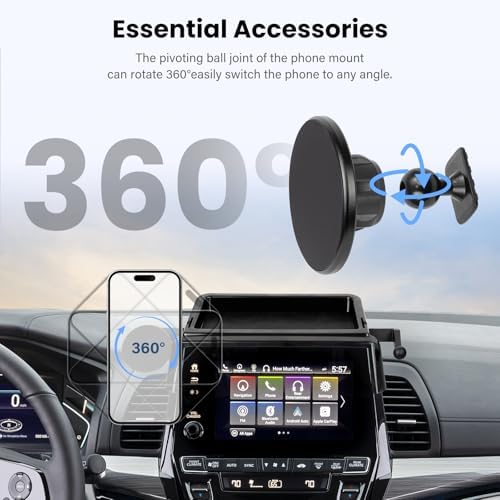Magnetic Car Phone Holder W/Center Console Organizer-Compatible with Honda Odyssey 2018-2024 Accessories Screen Fixed Clip,360°Rotation Phones mount Stand Compatible with MagSafe,(Not Fit 5 inch ) - Image 6