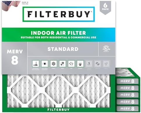 Filterbuy 27x27x1 Air Filter MERV 8 Dust & Allergy Defense (6-Pack) by Filterbuy