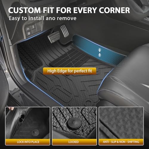 Powerty Floor Mats Cargo Liner for Toyota Camry 2018-2024 FWD Only (Not Fit Hybrid or AWD) All Weather 3D TPE Anti-Slip Car Protection, 1st & 2nd Row Set with Rear Cargo Mat Accessories - Image 3