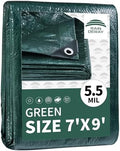 RAINDEWAY Green Tarp 7x9 Feet,5.5Mil Multipurpose Waterproof Tarps Cover by RAINDEWAY