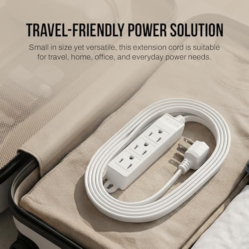 STANLEY CordMax Home Extension Cord 3 Grounded Outlets 9 Ft Flat Plug Design Flexible 125V/13A 1625W Cord ETL Listed White for Indoor Use - Image 5
