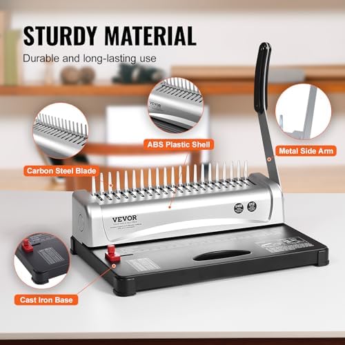 VEVOR Binding Machine, Comb Binding Machine 21-Holes Binding 450 Sheets, Book Binder Machine with 100 PCS 3/8'' Comb Binding Spines, for Letter Size, A4, A5 - Image 5