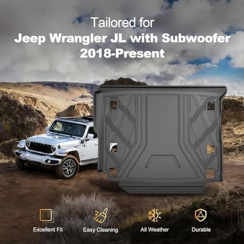 Cargo Mat fit for 2018-2026 Jeep Wrangler JL 4X4 with OEM Subwoofer - Image 3