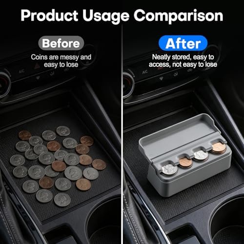 SINGARO Coin Holder for Car, Coin Change Organizer Compatible with Coins of Different Sizes, Dash-Mounted Holder Suitable for Most Cars, Trucks(Gray) - Image 5