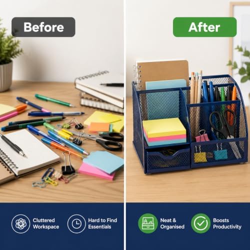 Exerz Desk Organizer/Mesh Desk Tidy/Pen Holder/Multifunctional Organizer EX348 - Image 4