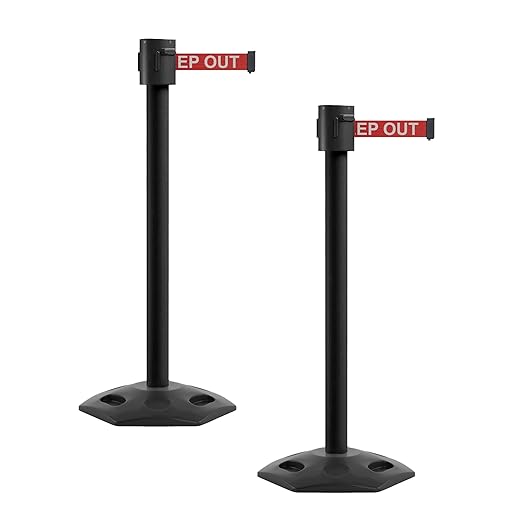 Montour Line MSR760 Set of 2 Retractable Belt Barrier Stanchion, Rubber Base by Montour+Line
