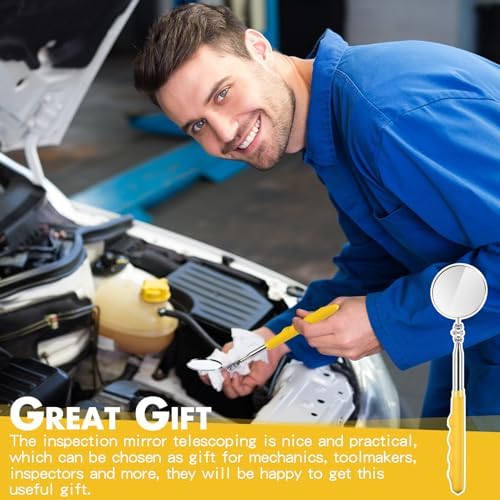 Copkim Telescoping Inspection Mirror for Mechanics,Yellow,Round - Image 5