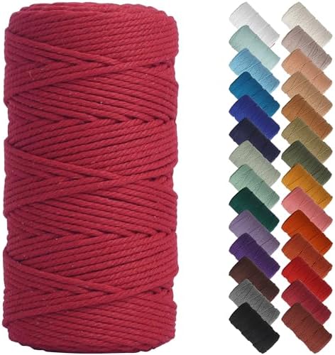 NOANTA Red Macrame Cord 3mm x 220yards, Colored Cotton Rope Macrame Yarn by NOANTA