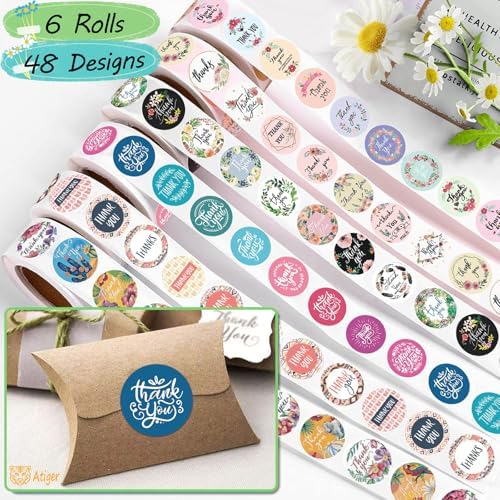 Thank You Stickers Rolls 3000 Pcs - 1 Inch Floral Designs Thank You Stickers Labels for Baking Packaging Envelope Seals Small Business Flower Stickers Tags for Wedding Birthday Party Gift Wrap Bag - Image 3