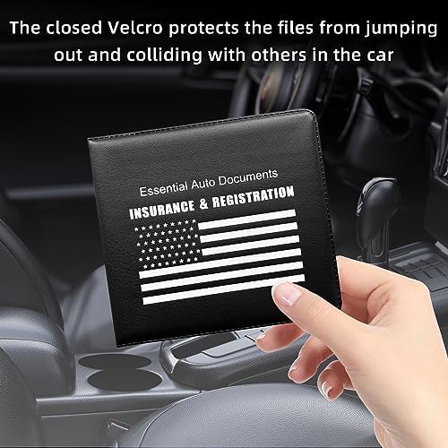 Ziciner Car Registration Insurance Holder, 2Pack Essential Auto Card Document Glove Box Organizer with Touch Fastener, Vehicle Interior Accessories Perfect for Most Car, Truck, SUV (Black/White Flag) - Image 4