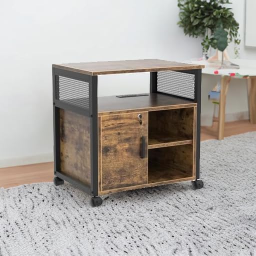 Unikito Rolling File Cabinet, Lateral Filing Cabinet on Wheels Mobile Office - Image 5
