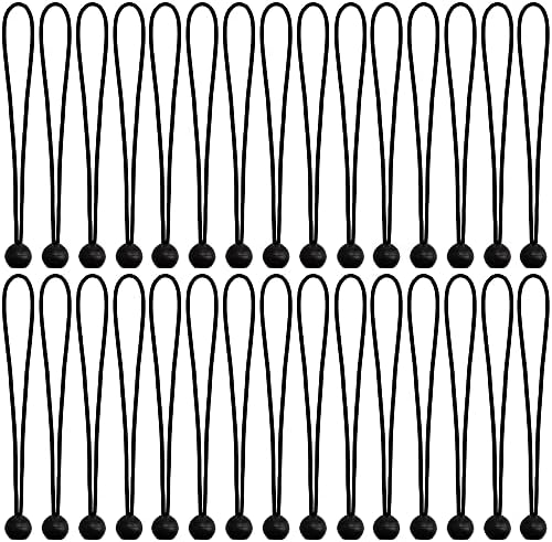 AOPRIE 30 Pcs Bungee Cords with Balls 11 inch Black Ball Bungees Heavy Duty Tarp Bungee Cords Trap Weather Resistant Tie Down Strap for Camping, Tents, Cargo, Holding Wire and Hoses by AOPRIE