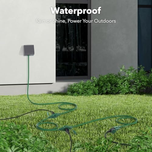 BN-LINK 25 ft Outdoor Extension Cord w/3 Inline Outlets 16/3 Gauge, SJTW Green for Landscaping & Holiday Decorations, Grounded, ETL Listed - Image 3