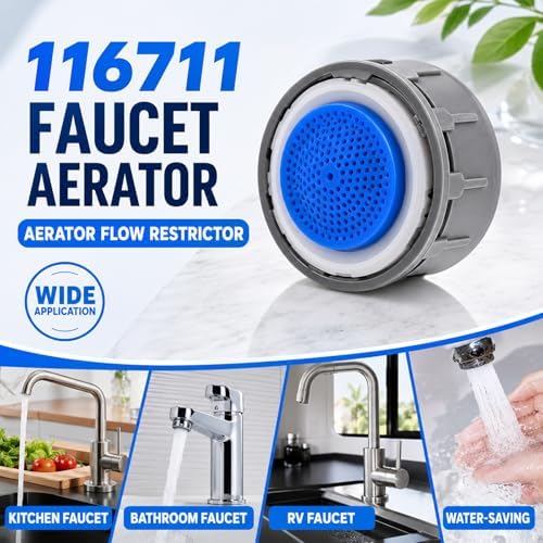 3 Pack Faucet Aerator, 116711 Faucet Aerator 1.5 Gpm for Moen Bathroom Kitchen Sink Inserts Replacement Parts, Replacement Parts Flow Retrictor Insert Replacement Faucet Aerators (black) - Image 3