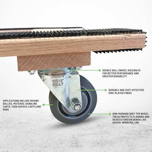 Made in USA Premium Solid Oak Furniture Dolly - 18"x40" H-Frame w/Non-Slip Grip, 3.5" Non-Marking Wheels, Heavy-Duty 1000 lbs Capacity (18"x40" Solid Oak Dolly) - Image 5
