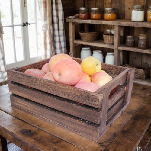Rustic Vintage Finished 2 Packs Wooden Crate with Handles - Nesting Storage Display Organization Crate for Party Office Bedroom Kitchen and Closet - Image 5