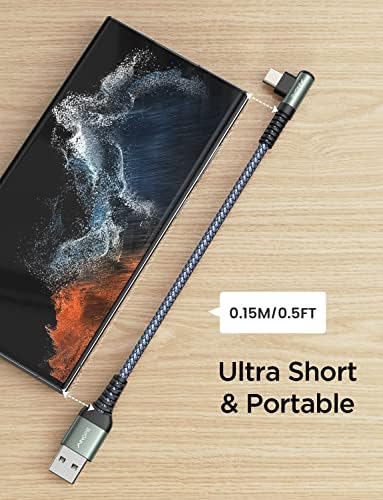 AINOPE 2-Pack 0.5ft USB C Cable, 3.1A Fast Charging, Right Angle, Durable Nylon Braided, Compatible with Galaxy S22 S21 Plus S20, Note 10 9 LG, Type C Charger - Image 6