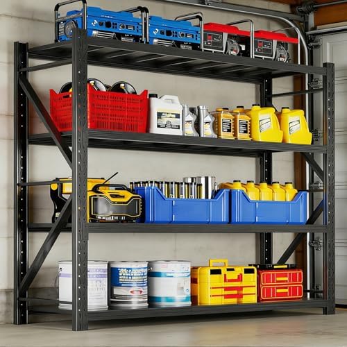 Heavy Duty Warehouse Shelving 4-Tier Industrial Steel Storage Shelves, 2600LB Capacity Per Shelf, Adjustable Shelves for Garage/Factory/Commercial Use (Black, W48*D24*H73) - Image 6