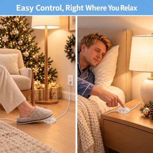 10 FT Clear Extension Cord with Foot Switch, 3 Outlets, 2 Pack - Image 2
