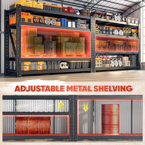 Bepatio 9400LBS Garage Shelving Heavy Duty, 72'H Storage Shelves Metal Shelving Unit, 4Tier Storage Rack Shelf,Adjustable Industrial Shelving for Warehouse Commercial,72'Hx68'Wx23.7'D,2PCS - Image 5