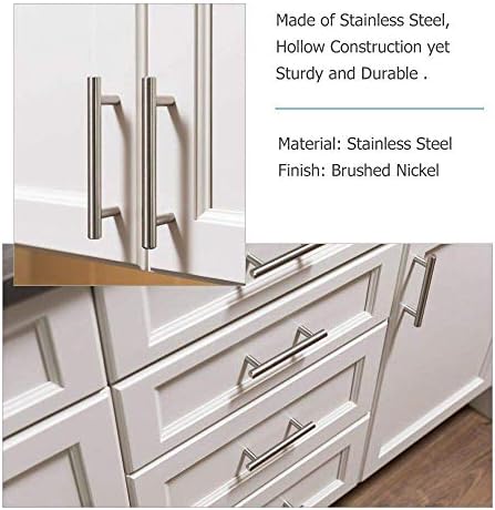 homdiy 5 Pack | Brushed Nickel Cabinet Hardware 2-1/2in Hole Centers Drawer Pulls Kitchen Cupboard Euro T Bar Dresser Pulls 201SN - Image 4