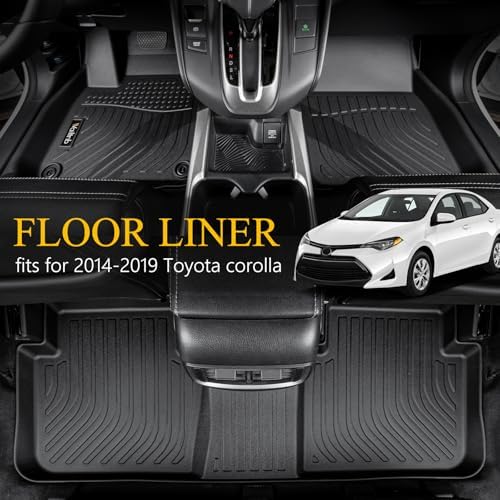 Wailtnb-Floor Mats & Cargo Liner for Toyota Corolla 2014-2019 (Only Sedan Model) Waterproof Durable Easy to Clean All Weather Car Mat Custom Fit Corolla Accessories Black - Image 2