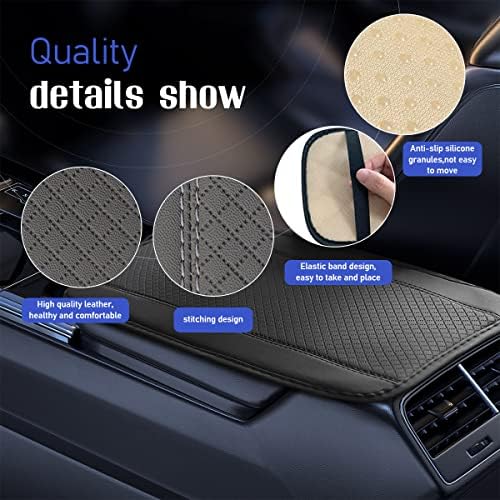 Ziciner Leather Car Center Console Armrest Pad, PU Waterproof Auto Seat Box Cover Protector, Hand Rest Cushion Protection Pad, Vehicles Interior Accessories Universal for Truck,SUV (Gray A) - Image 3