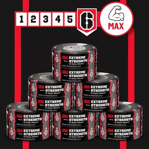 3M Extreme Strength Duct Tape 2830, 1.88 in x 30 yd, Double-Thick Adhesive, Heavy-Duty Waterproof Black Tape, Indoor/Outdoor Use, 12 Rolls - Image 2