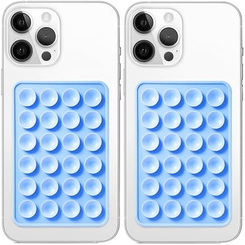 Anteel 2 Pack Silicone Suction Phone Case Mount, Non Slip Sticky Grip for Cellphone, Silicon Adhesive Suction Cup Mount, Strong Grip Holder for Selfies and Videos (Sky Blue) by Galundge