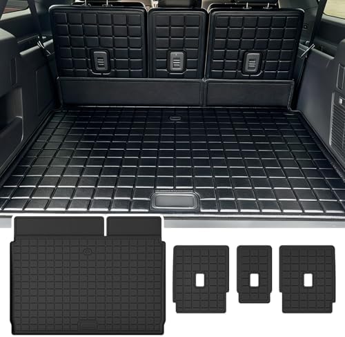 Cargo Mat with Backrest Protection for 2025 Ford Expedition MAX, TPE All Weather Protection Cargo Liner with Velcro Rear Seats Backrest car Accessories-Black by WAYIDSS