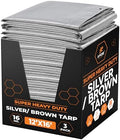 Xpose Safety Super Heavy-Duty 12' x 16' Silver/Brown Poly Tarp Bulk (3-Pack) - 16 Mil Waterproof & UV Resistant, Rip-Proof with Reinforced Edges & Grommets by XposeSafety