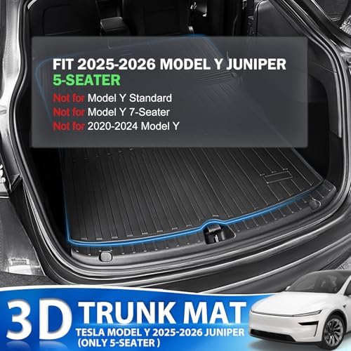KUST Cargo Trunk Mat for Tesla Model Y Juniper 2025-2026 (5 Seats Only), Rear Trunk Liner with Back Seat Protector for Model Y Juniper Accessories TPE Rubber - Image 3