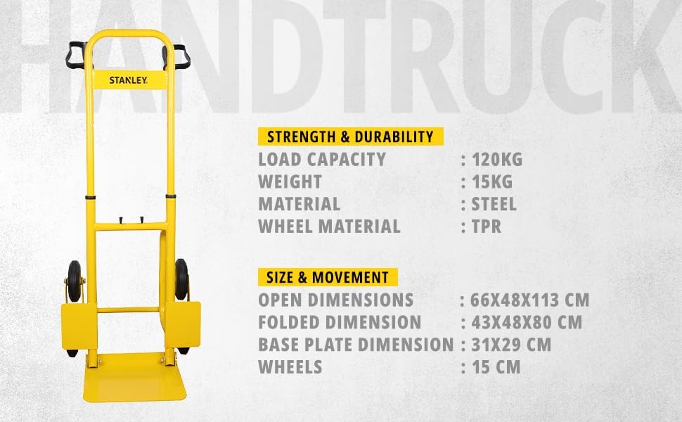 Stanley Steel Folding Hand Truck-120KG, Yellow, SXWTD-FT521 - Image 3