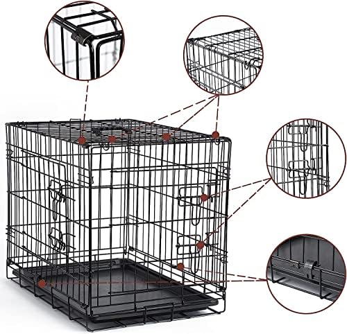 DONORO Dog Crates for Small Medium Size Dogs Indoor Double Door Dog Kennels & Houses for Puppy and Cats, Collapsible Metal Contour Dog Cages (Black, 30.0" L x 19.0" W x 21.0" H) - Image 3