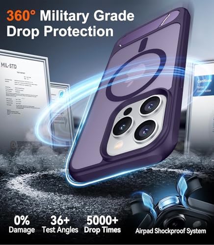 Temdan Magnetic Compatible with iPhone 15 Pro Case, [Built-in Invisible Kickstand][Compatible with MagSafe] [Military Grade Shockproof] Slim Translucent Matte Phone Case for iPhone 15 Pro 6.1" - Image 5