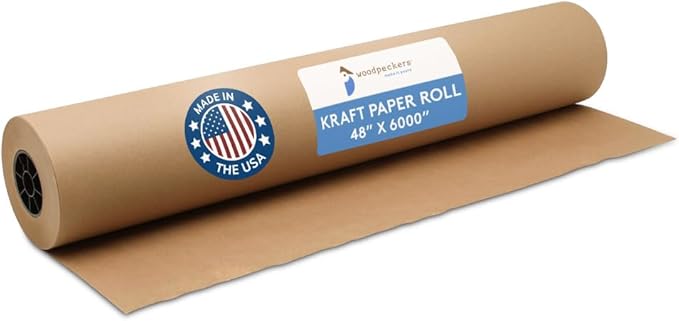 Woodpeckers Brown Kraft Paper Roll 48 inch Wide, 6000 inch Long, 1 Roll by Woodpeckers