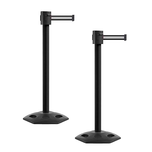 Montour Line MSR760 Set of 2 Retractable Belt Barrier Stanchion, Rubber Base by Montour+Line