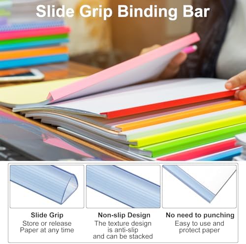 PATIKIL 30Pcs Binding Bars, 13x15mm Binding Bars Slide Grip 120 Sheets Capacity A4 Size Report Binder Presentation Binder for Study Office Report Cover Resume, Transparent Blue - Image 4
