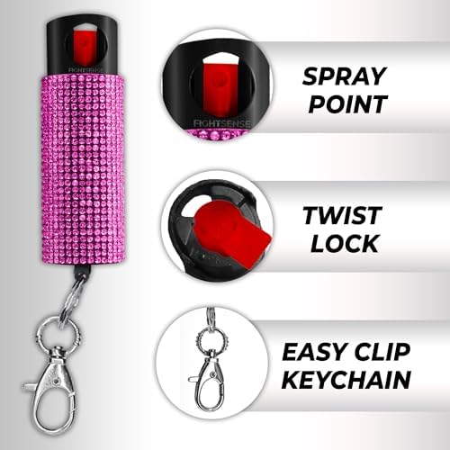 FIGHTSENSE Self Defense Pepper Spray - 1/2 oz Compact Size Maximum Strength Police Grade Formula Best Self Defense Tool for Women W/Leather Pouch Keychain - Image 3