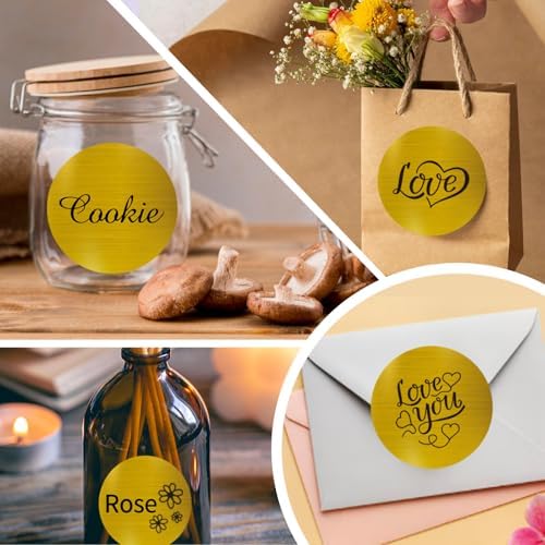 3 Inch Holographic Thermal Labels,Round Thermal Printer Labels,Waterproof Thermal Printer Stickers for DIY Logo Design,Name Tag,QR Code,Thanks Card 150 Labels/Roll (Brushed Gold) - Image 6