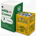EconoHome Milk Crate - Stackable Storage Crate with Built-In Handles - Heavy Duty Plastic Material - Ventilated Organizer Bin for Garage, Pantry, Classroom, Office & Moving - Yellow, 13x13x11, 2-Pack by EconoHome