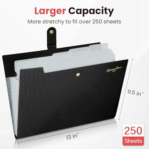 Sooez Accordion File Organizer, Expanding File Folder with Label, 5 Pocket - Image 3